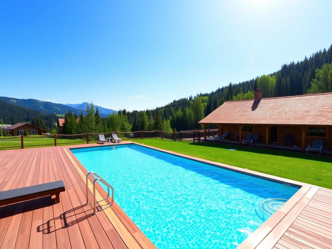 Piscina del complejo en verano